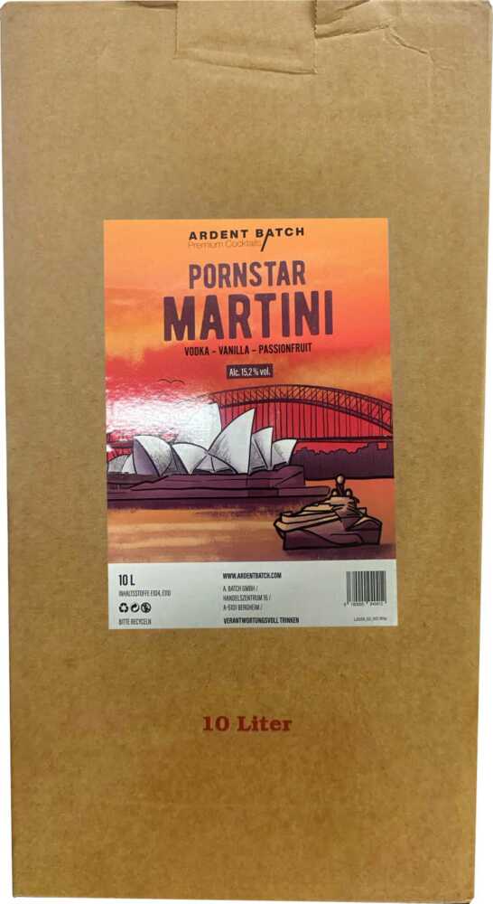 Ardent Batch Nitro Pornstar Martini Bib Vodka-Vanilla-Passionfruit Spirituose NV  10 L Flasche