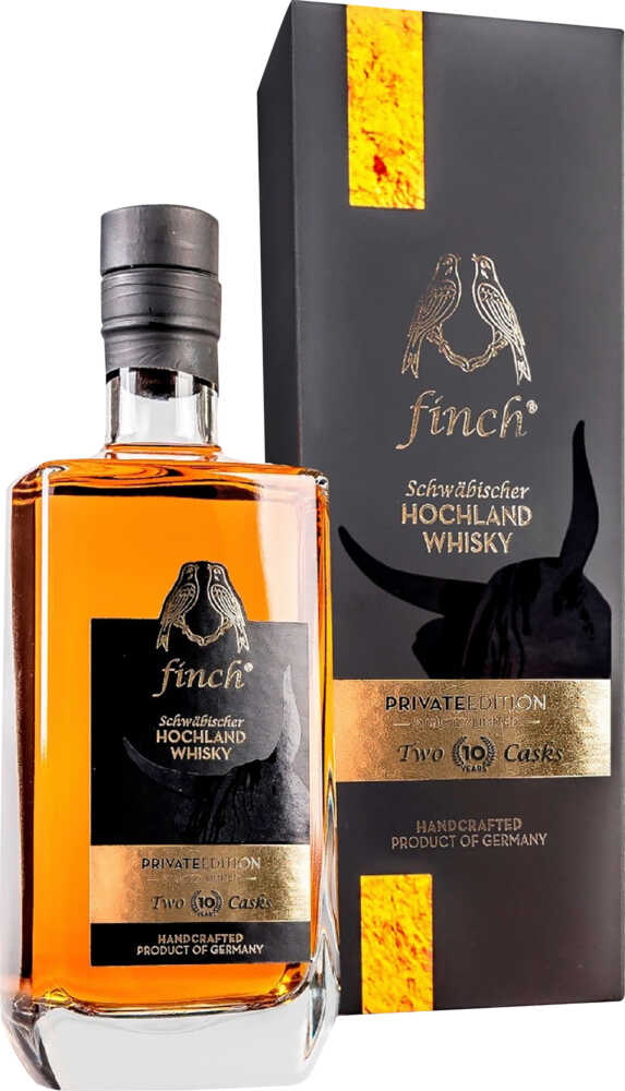 finch Whiskydestillerie Privateedition Two Casks 10 Years Schwäbischer Hochland Whisky A001  0.5 L Flasche