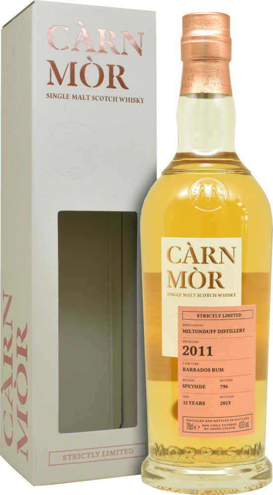 Morrison Scotch Whisky Distillers Càrn Mòr Strictly Ltd Miltonduff  12Y Single Malt   Barbados Rum A124  0.7 L Flasche