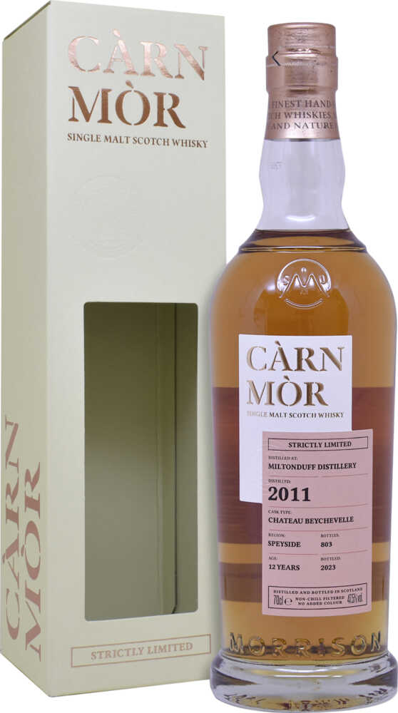 Morrison Scotch Whisky Distillers Càrn Mòr Strictly Ltd Miltonduff  12Y Single Malt   Chateau Beycheyelle A131  0.7 L Flasche