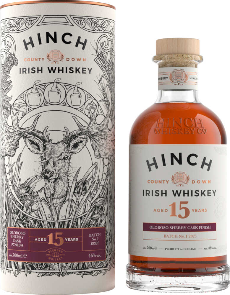 Hinch Distillery Ltd 15Y Old Oloroso Sherry Cask Finish Irish Whisky NV  0.7 L Flasche