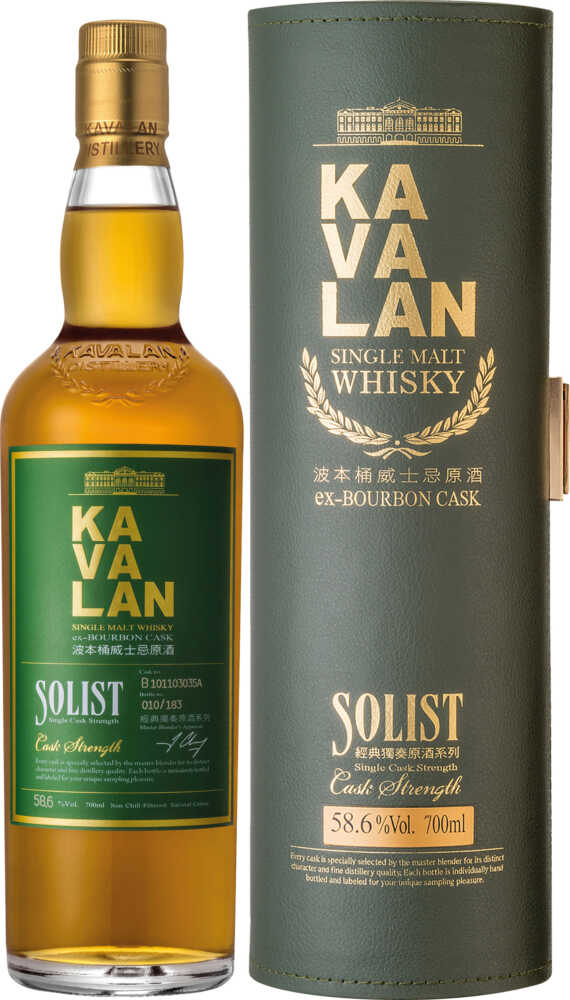 Kavalan Solist Ex-Bourbon 50-60%Cask Strength Taiwanesischer Whisky NV  0.7 L Flasche