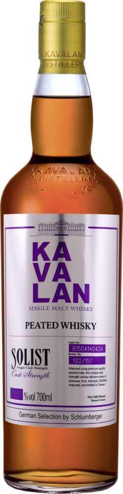 Kavalan Single Casks Solist Peated . 0.7 L Flasche