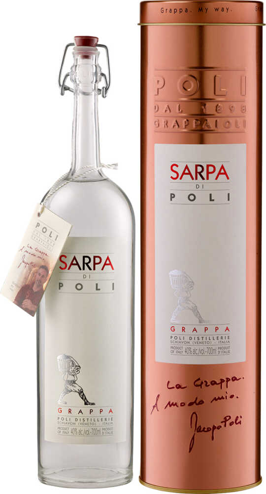 Jacopo Poli Grappa Sarpa Di  In Geschenkröhre – NV  0.7 L Flasche