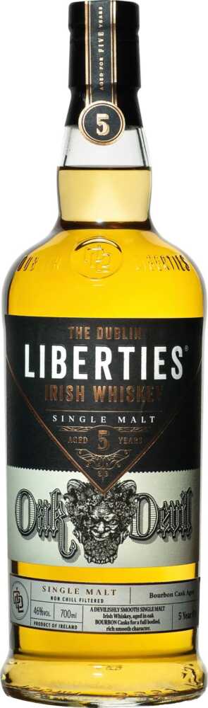 Dublin Liberties Distillery Oak Devil Single Malt Irish Whiskey – 5 Years Bourbon Cask Aged NV  0.7 L Flasche