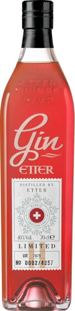 Etter Söhne AG Distillerie Zug Original  Gin Rot Schweizer Gin – Limitierte Sonderedition NV  0.7 L Flasche