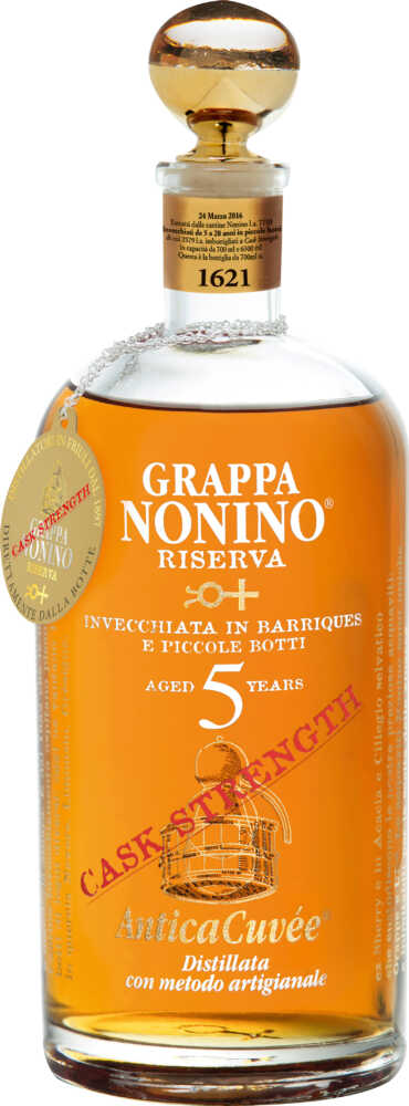 Nonino Distillatori Grappa Anticacuvée Riserva Cask Strength 5 Years Old – Im Barrique Gereift NV  0.7 L Flasche