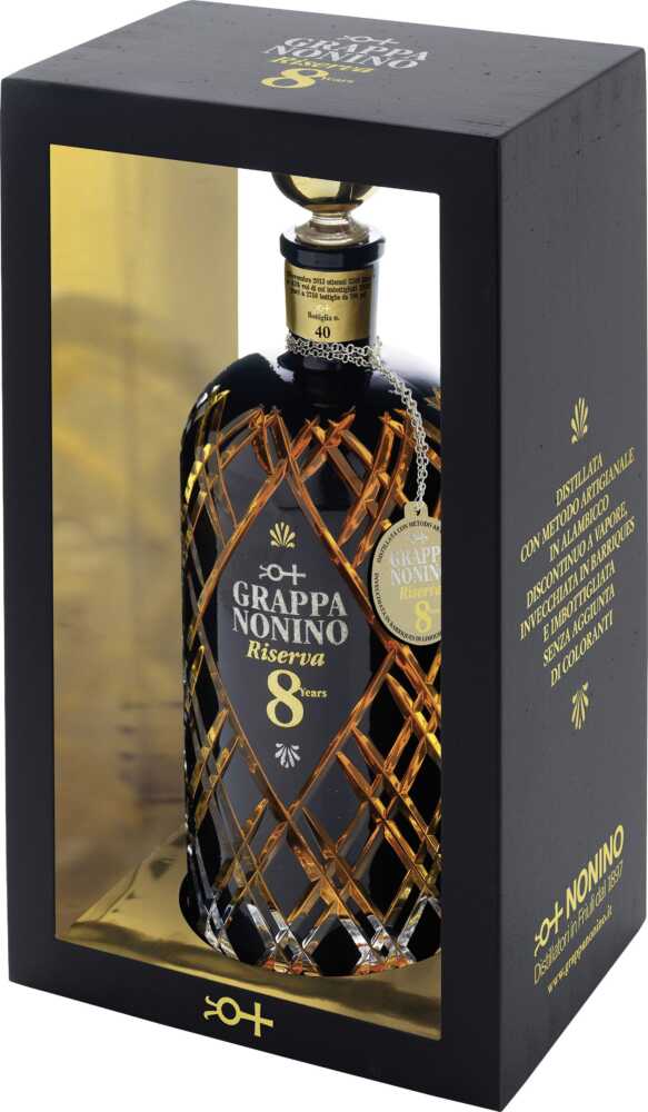 Nonino Distillatori Grappa Riserva 8 Jahre Vol. Einzeln In Schwarz Lackierter NV  0.7 L Flasche