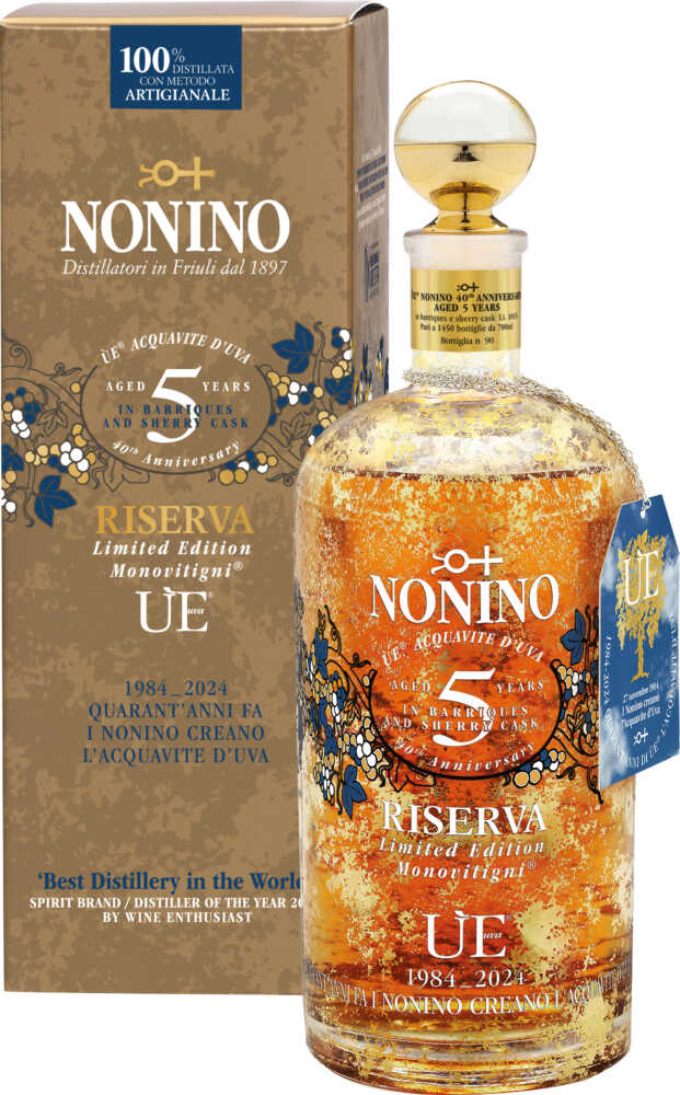 Ùe Riserva 5 Jahre 40Th Anniversary Acquavite D’UvaTraubenbrand5 Jahre Barrique