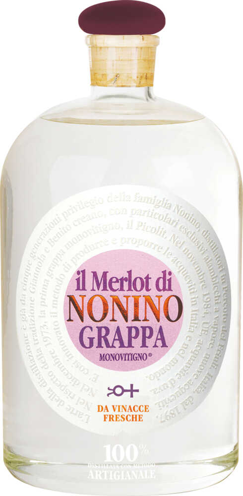 Nonino Distillatori Grappa Il Merlot Monovitigno Klares Destillat . NV  2 L Flasche