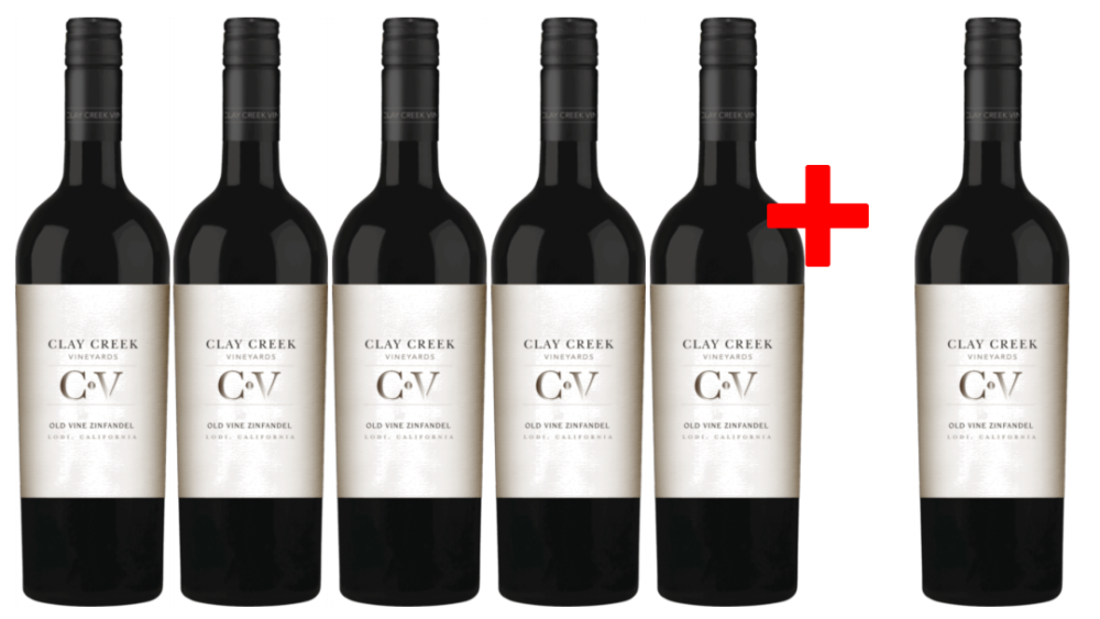 5 + 1 Rotwein-Vorteilspaket Clay Creek Old Vine Zinfandel